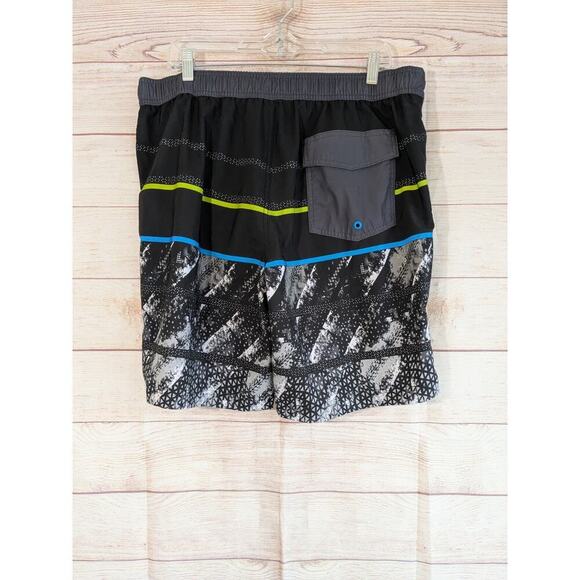 George Swim Trunks Men's L Multicolor Striped Drawstring Waist Poly Blend - Picture 2 of 6